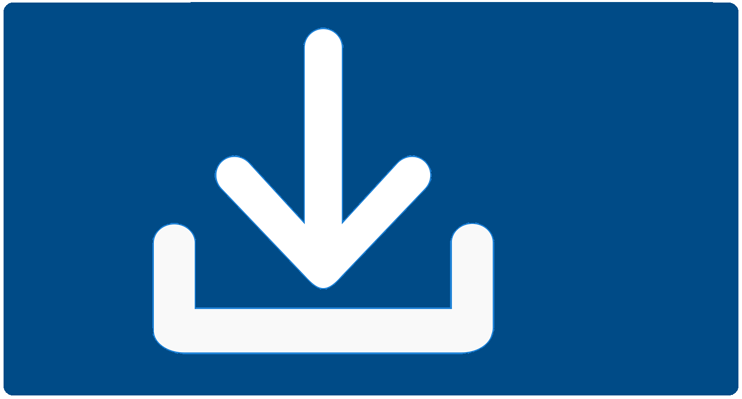 blaues Download-Symbol Pfeil nach unten