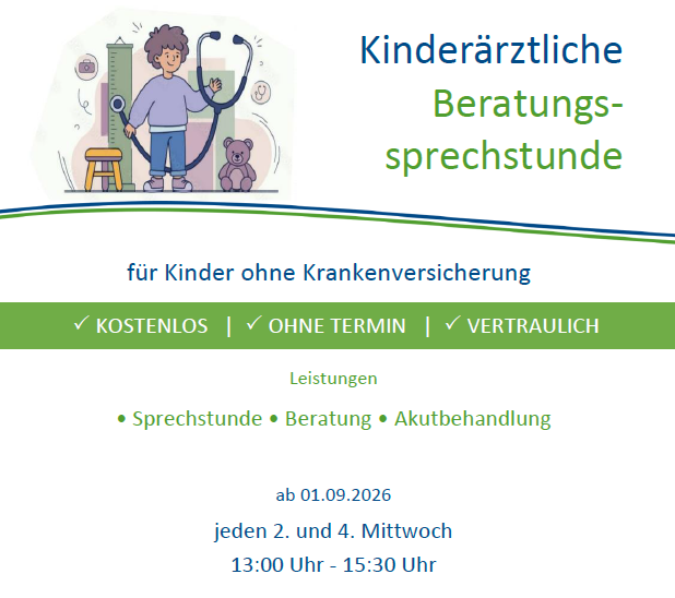Plakat der Kinderärztlichen Beratungssprechstunde des Gesundheitsamtes in Brake