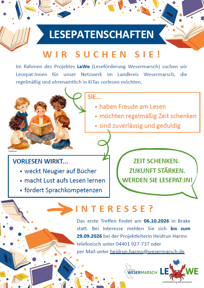 Lesepatenschaft Plakat mit Informationen zur Lesepatenschaft